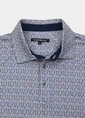Short Sleeve Stretch Polo — Circle Pattern, Soft Smooth Fabric, Metal-Rimmed Buttons