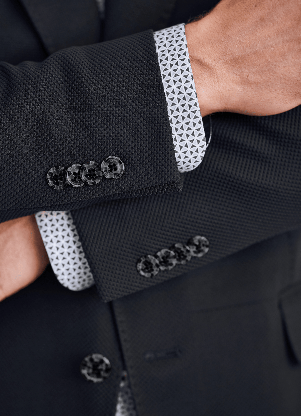 Tailored Sport Coat in Black — Stretch Fabric, Phone Pocket, Notched Lapel, Side Vents