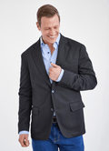 Tailored Sport Coat in Black — Stretch Fabric, Phone Pocket, Notched Lapel, Side Vents