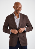 Tailored Sport Coat in Brown — Stretch Fabric, Phone Pocket, Notched Lapel, Side Vents