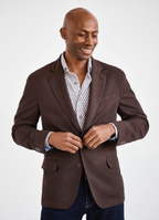Tailored Sport Coat in Brown — Stretch Fabric, Phone Pocket, Notched Lapel, Side Vents