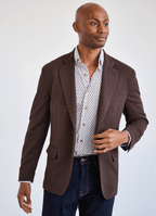 Tailored Sport Coat in Brown — Stretch Fabric, Phone Pocket, Notched Lapel, Side Vents