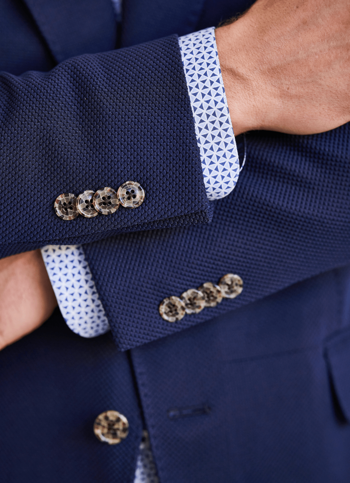Tailored Sport Coat in Navy — Stretch Fabric, Phone Pocket, Notched Lapel, Side Vents