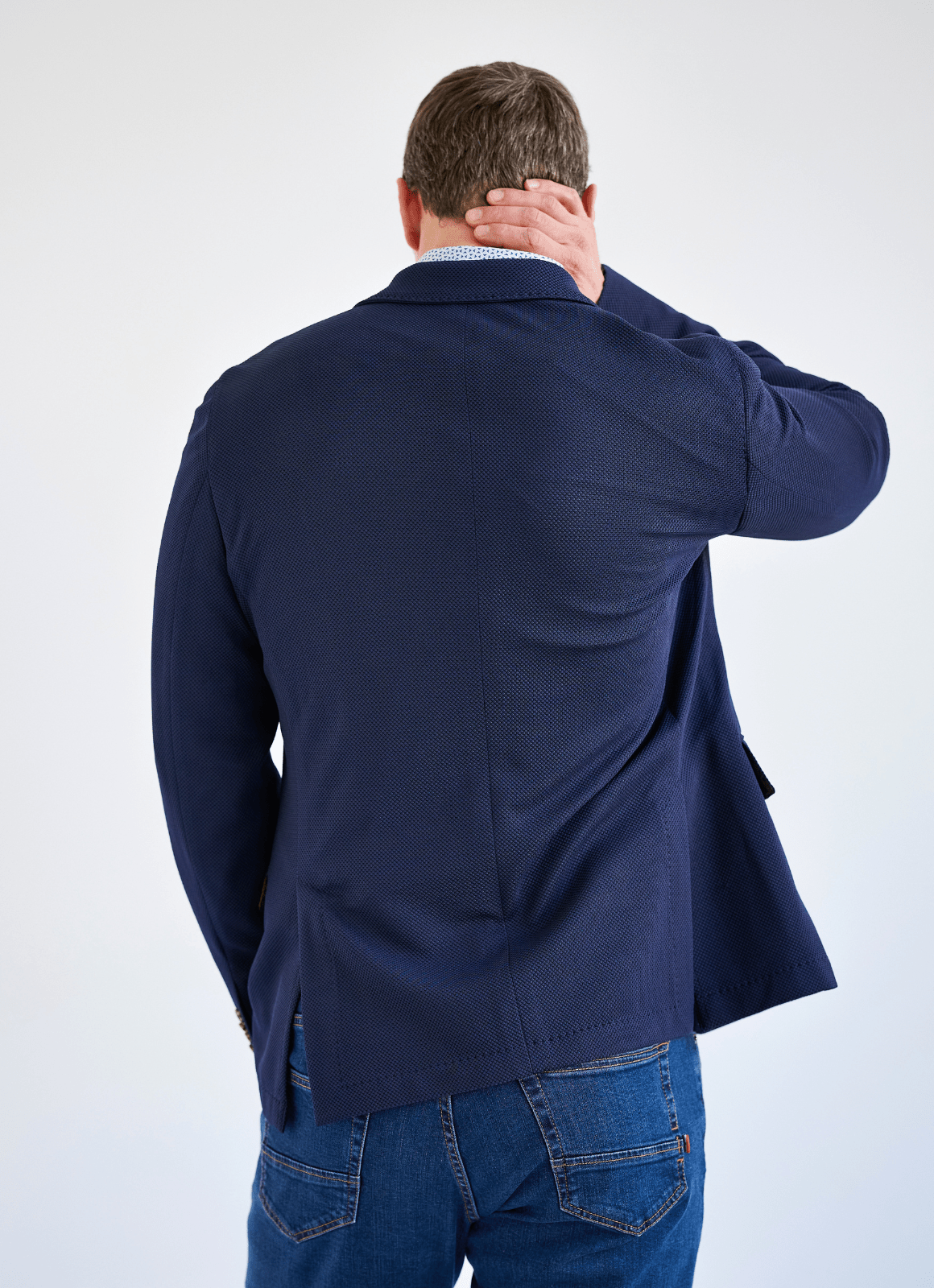 Tailored Sport Coat in Navy — Stretch Fabric, Phone Pocket, Notched Lapel, Side Vents