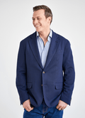 Tailored Sport Coat in Navy — Stretch Fabric, Phone Pocket, Notched Lapel, Side Vents