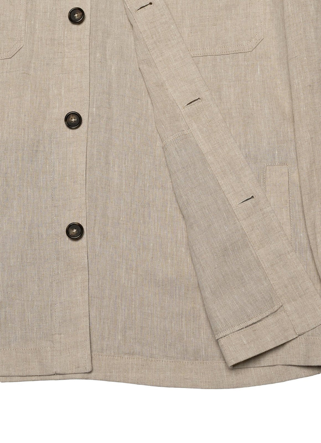 Washed Linen Overshirt — Spread Collar, Double Flap Chest Pockets, Relaxed Fit