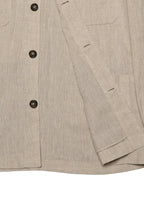 Washed Linen Overshirt — Spread Collar, Double Flap Chest Pockets, Relaxed Fit