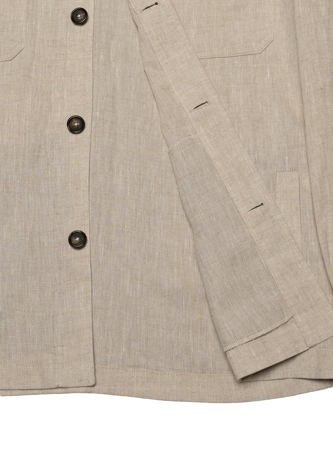 Washed Linen Overshirt — Spread Collar, Double Flap Chest Pockets, Relaxed Fit