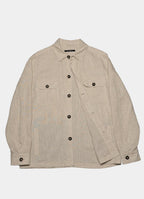 Washed Linen Overshirt — Spread Collar, Double Flap Chest Pockets, Relaxed Fit