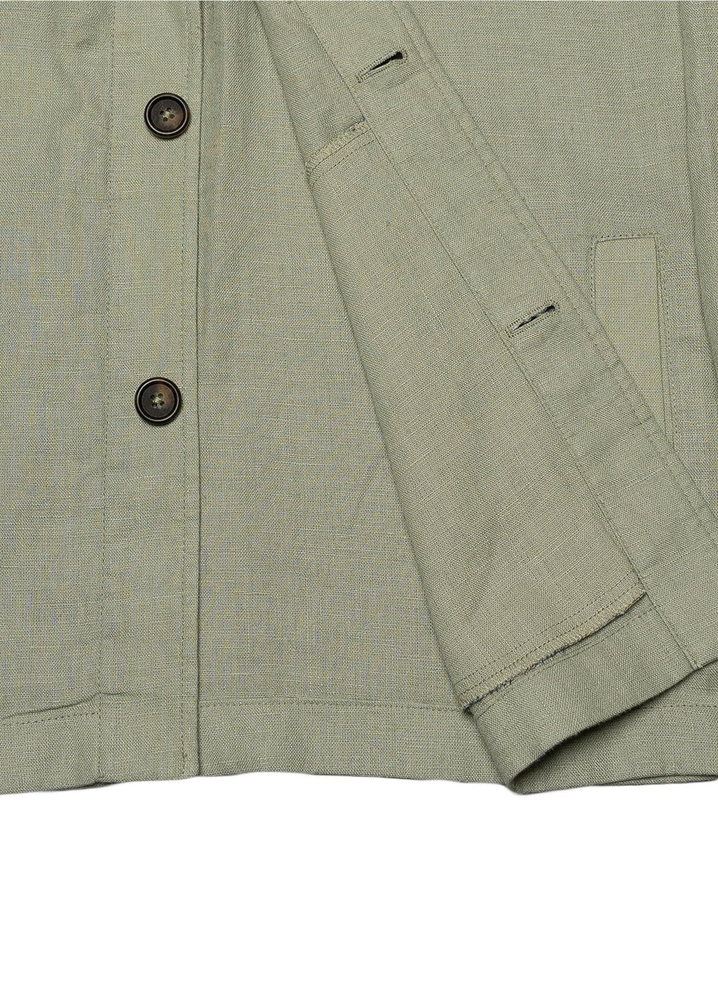 Washed Linen Overshirt — Spread Collar, Double Flap Chest Pockets, Relaxed Fit