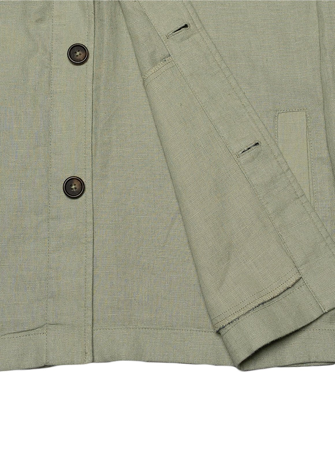 Washed Linen Overshirt — Spread Collar, Double Flap Chest Pockets, Relaxed Fit