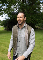 Grey & Green Plaid Sherpa-Lined Flannel Jacket — Double Chest Pockets, Lightweight Warmth
