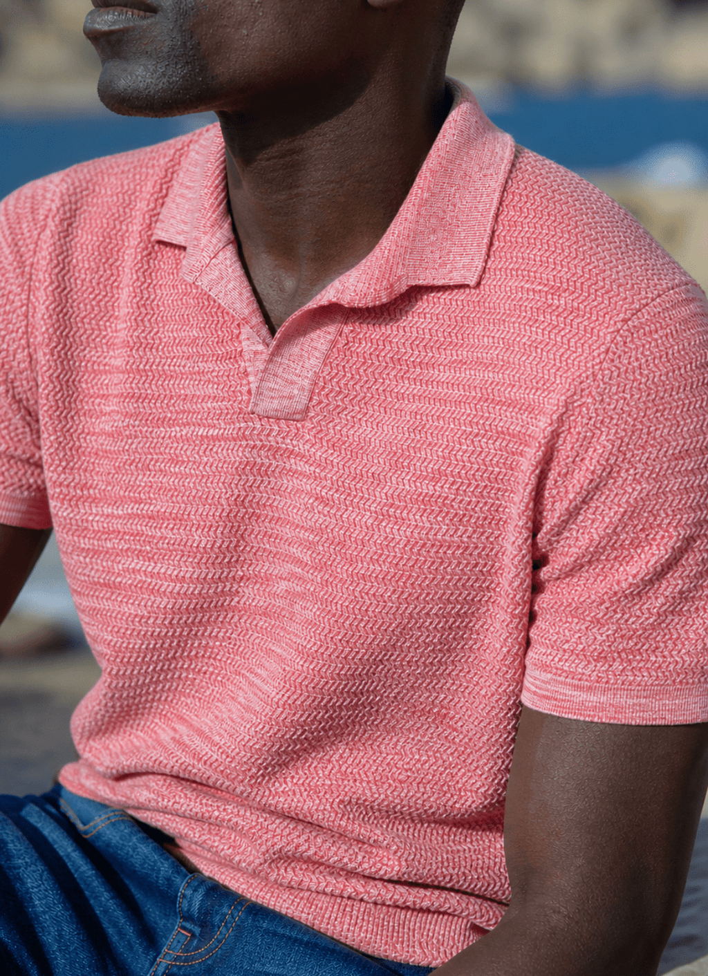 Split Neck Knit Polo — Premium Cotton-Modal Blend, Refined Neckline, Versatile Smart-Casual Style