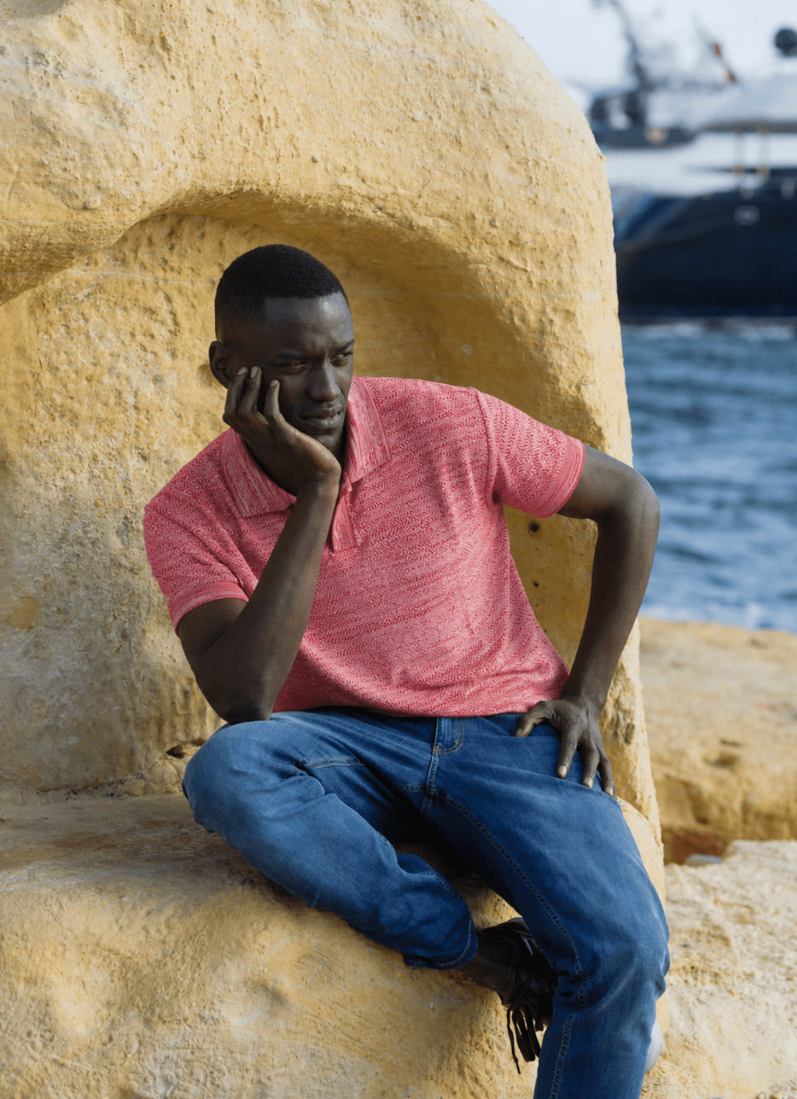 Split Neck Knit Polo — Premium Cotton-Modal Blend, Refined Neckline, Versatile Smart-Casual Style