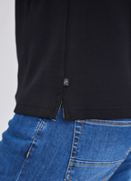 Pebble Jacquard Stretch Polo — Hexagon Contrast Inner Collar Detail, Metal-Rimmed Buttons