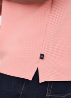 Pebble Jacquard Stretch Polo — Floral Contrast Inner Collar Detail, Metal-Rimmed Buttons