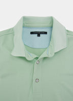 Short Sleeve Polyester Tech Knit Polo — Pique Knit Collar & Cuff, Tonal Yoke, Metal Buttons