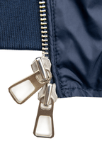 Nylon Bomber Jacket — Mosaic Inner Lining, Chunky Zip Pulls, Dual Side & Inner Zip Pockets