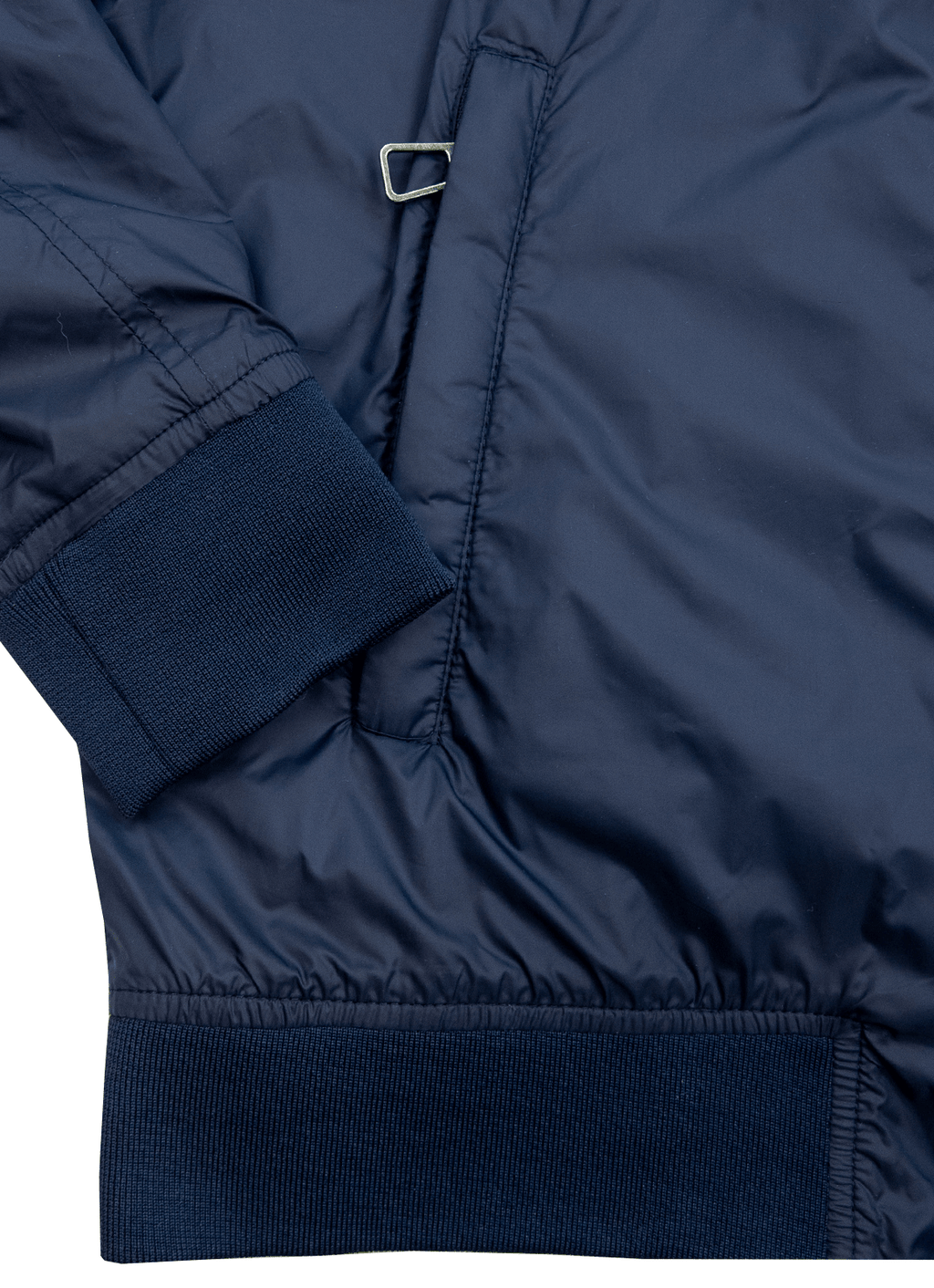 Nylon Bomber Jacket — Mosaic Inner Lining, Chunky Zip Pulls, Dual Side & Inner Zip Pockets