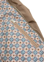 Nylon Bomber Jacket — Mosaic Inner Lining, Chunky Zip Pulls, Dual Side & Inner Zip Pockets