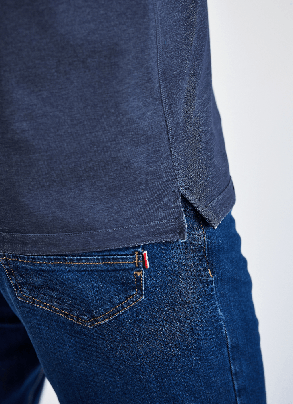 Reversible Polo — Ticking Pattern & Heather Solid