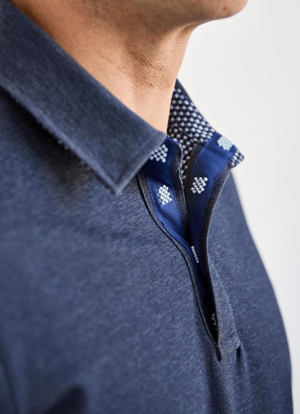 Reversible Polo — Ticking Pattern & Heather Solid