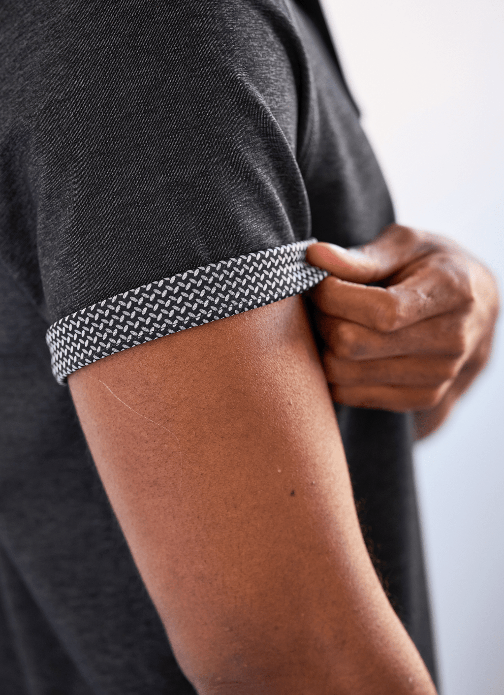 Reversible Polo — Ticking Pattern & Heather Solid