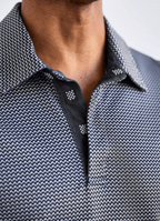 Reversible Polo — Ticking Pattern & Heather Solid