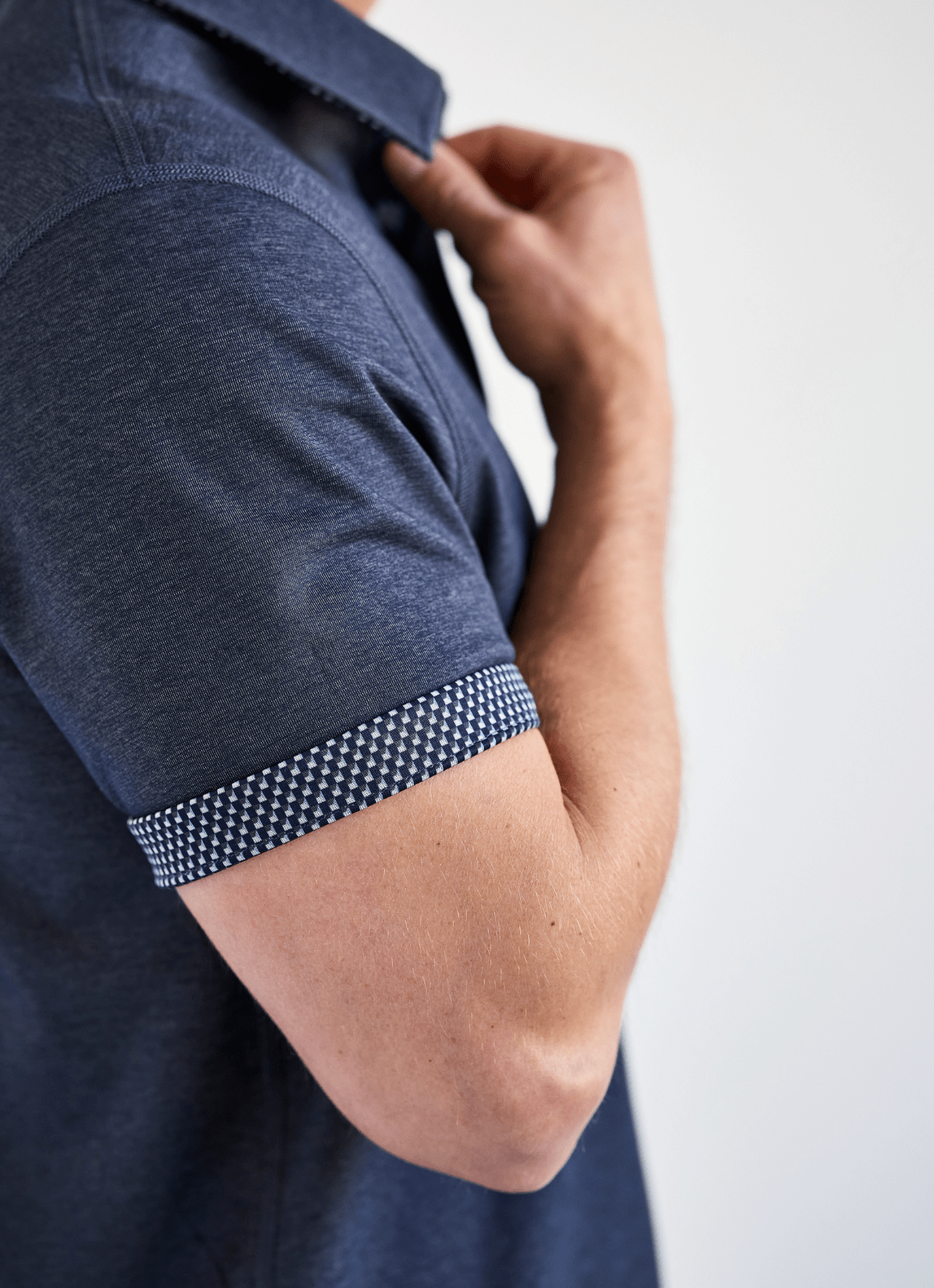 Reversible Polo — Ticking Pattern & Heather Solid