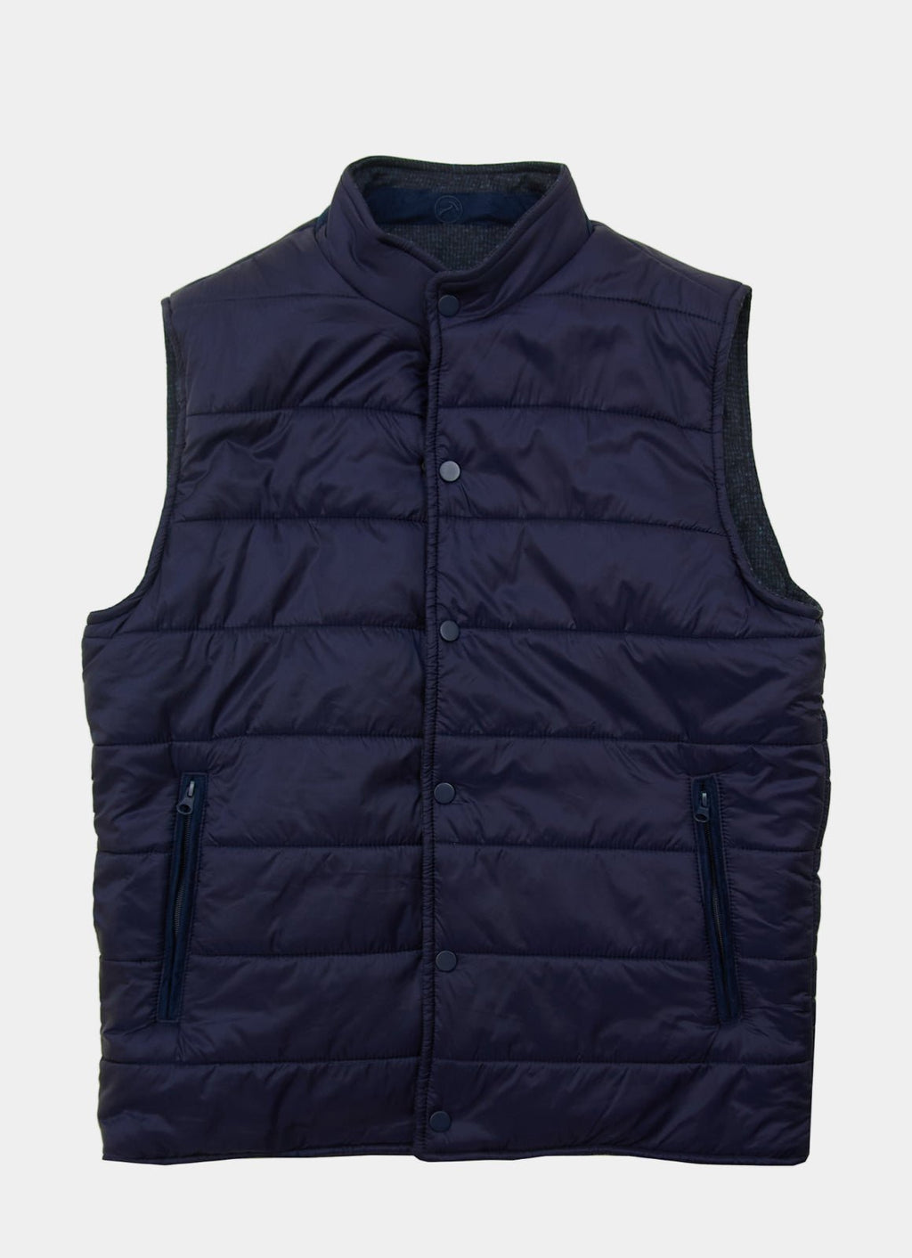 Reversible Vest — Black Exterior, Zippered Pockets, Interior Pockets, Metal Snap Buttons