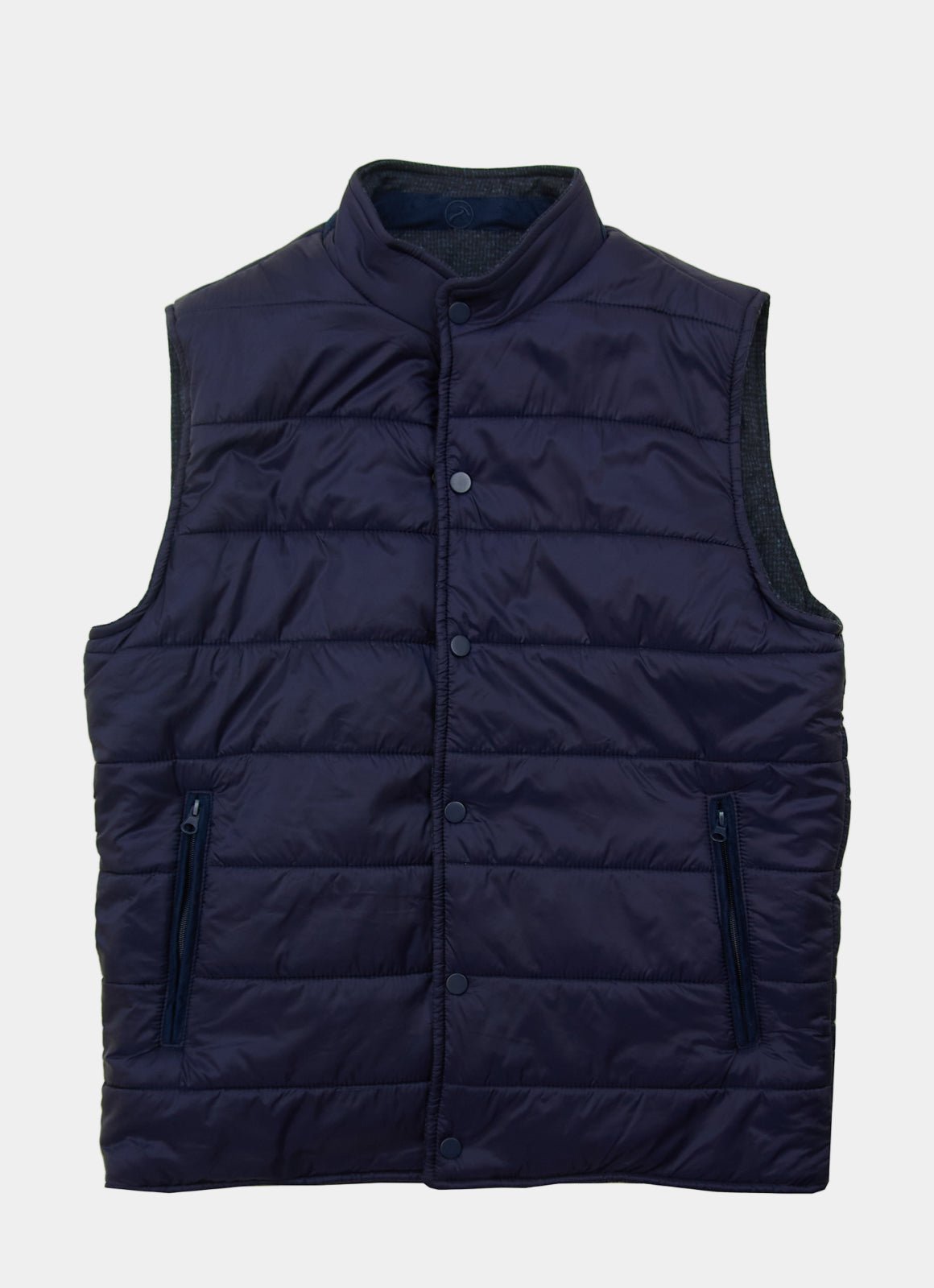 Reversible Vest — Black Exterior, Zippered Pockets, Interior Pockets, Metal Snap Buttons