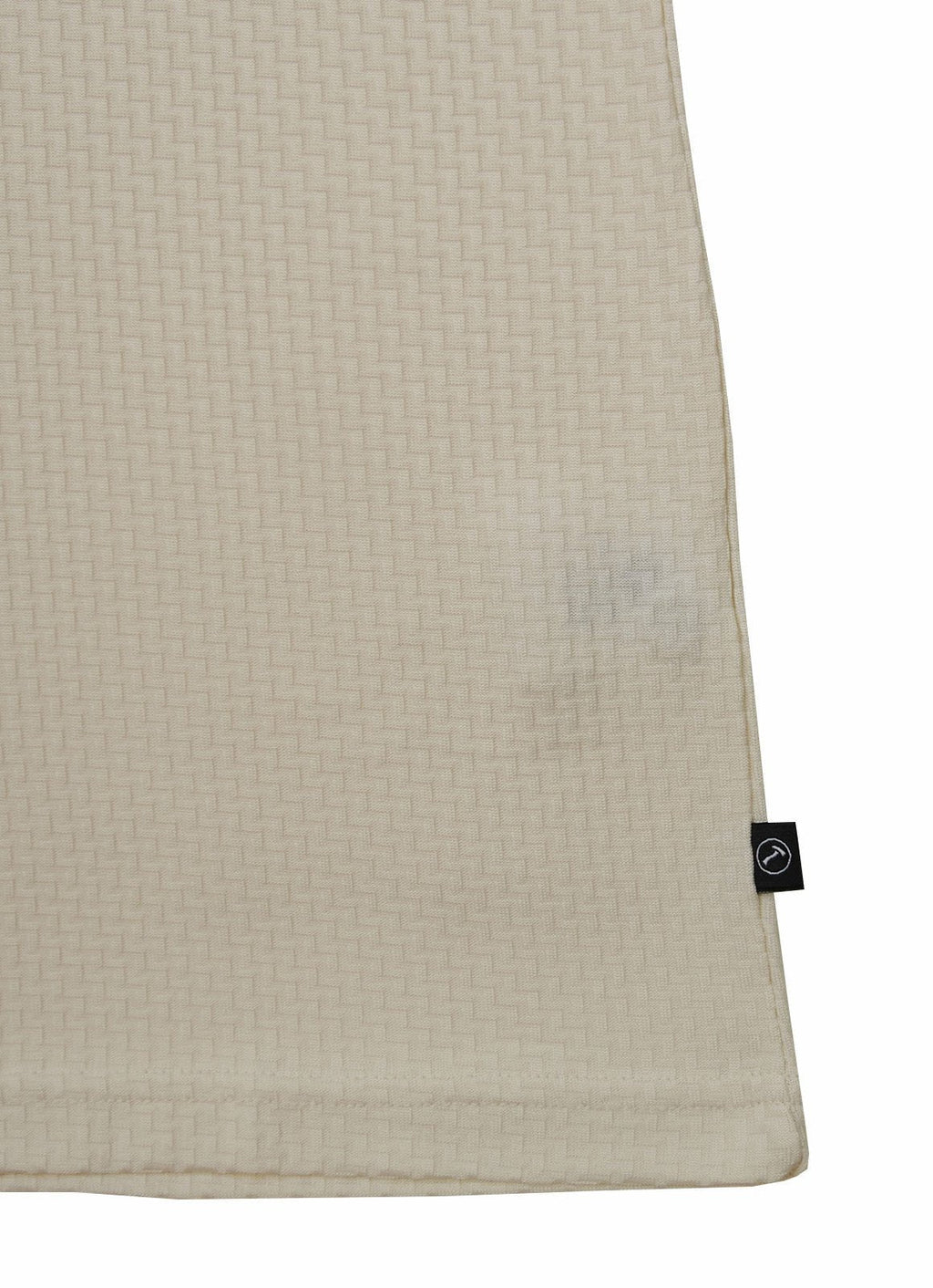 Stair-Step Texture Stretch Polo in Ecru — Metal-Rimmed Buttons, Athletic Slim Fit