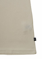 Stair-Step Texture Stretch Polo in Ecru — Metal-Rimmed Buttons, Athletic Slim Fit