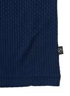 Stair-Step Texture Stretch Polo in Grey — Metal-Rimmed Buttons, Athletic Slim Fit