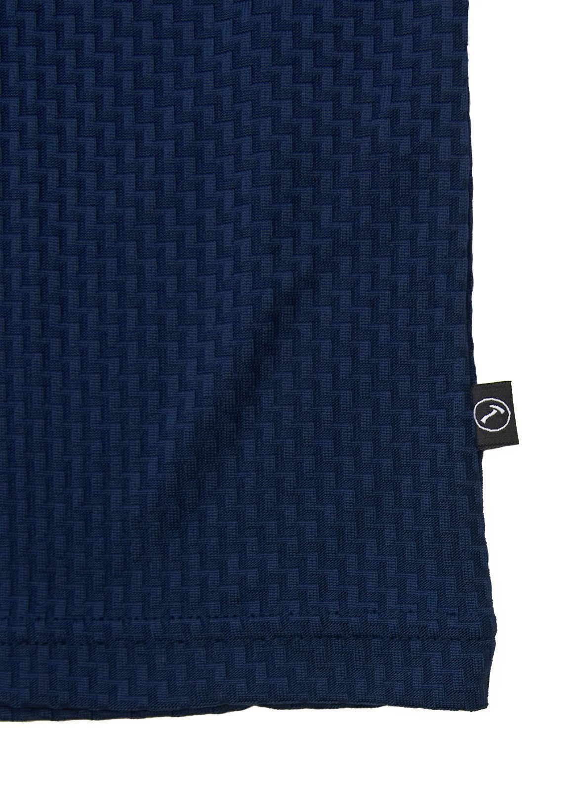 Stair-Step Texture Stretch Polo in Grey — Metal-Rimmed Buttons, Athletic Slim Fit