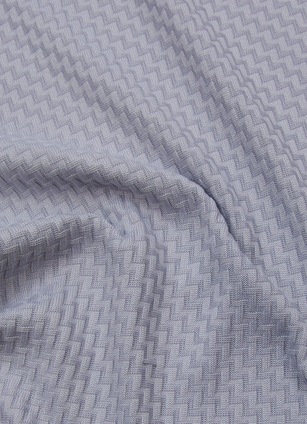 Stair-Step Texture Stretch Polo in Grey — Metal-Rimmed Buttons, Athletic Slim Fit