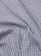 Stair-Step Texture Stretch Polo in Grey — Metal-Rimmed Buttons, Athletic Slim Fit