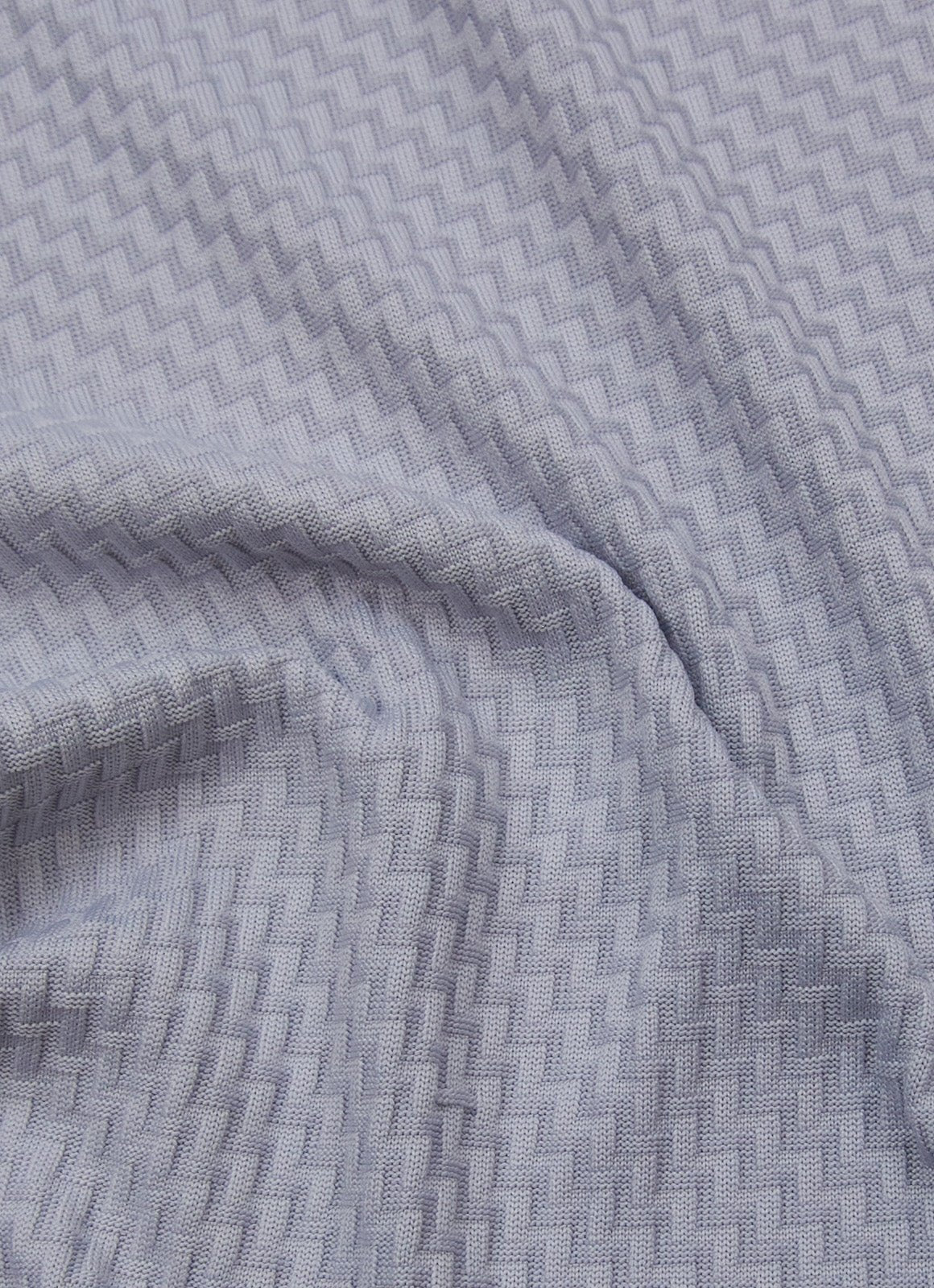 Stair-Step Texture Stretch Polo in Grey — Metal-Rimmed Buttons, Athletic Slim Fit