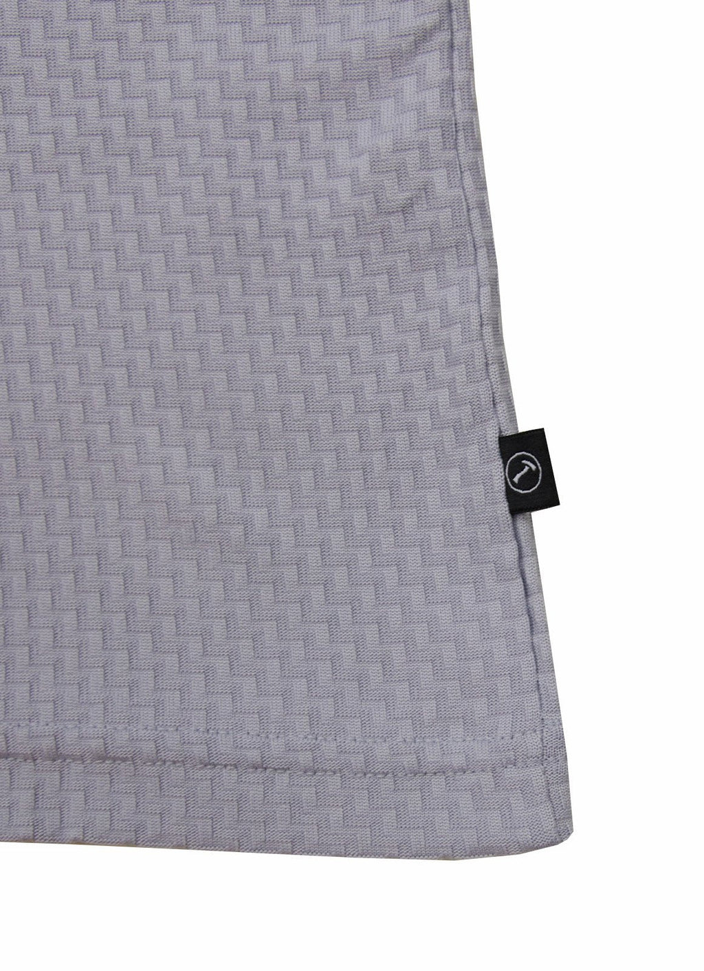 Stair-Step Texture Stretch Polo in Grey — Metal-Rimmed Buttons, Athletic Slim Fit