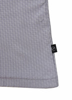 Stair-Step Texture Stretch Polo in Grey — Metal-Rimmed Buttons, Athletic Slim Fit