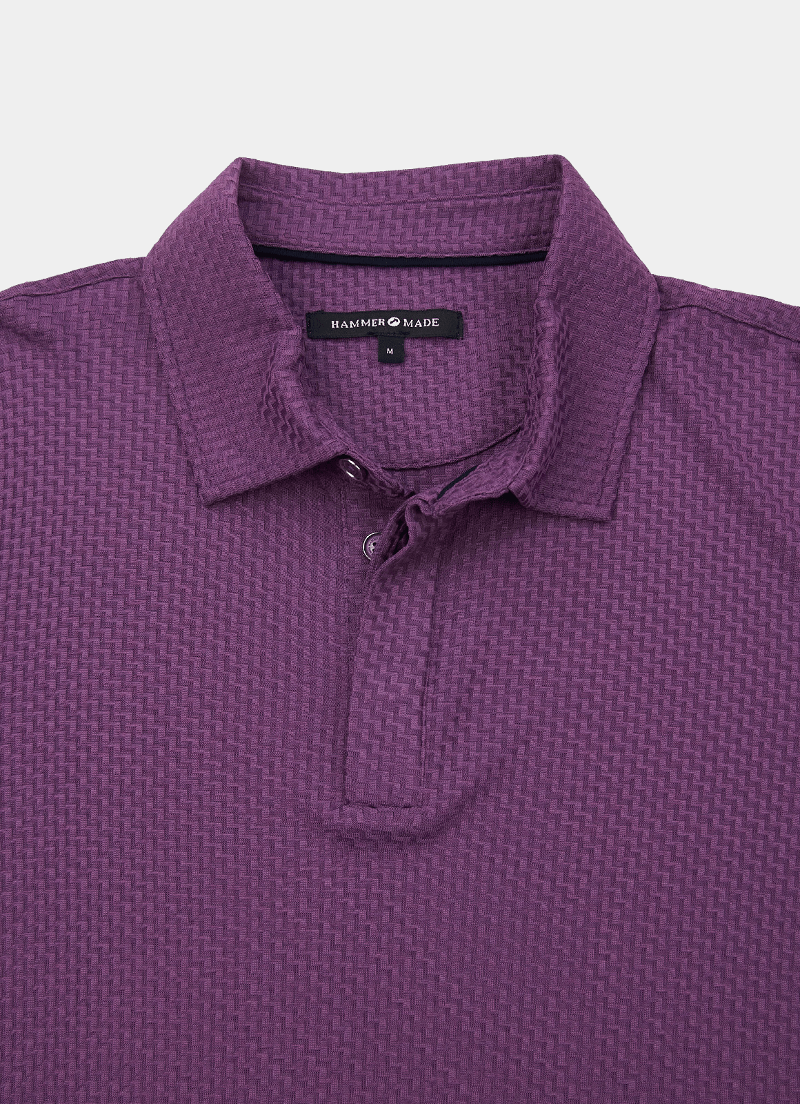 Stair-Step Texture Stretch Polo in Grey — Metal-Rimmed Buttons, Athletic Slim Fit