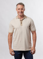 Short Sleeve 100% Cotton Knit Polo — 2-Button Placket, Sustainable & Comfortable