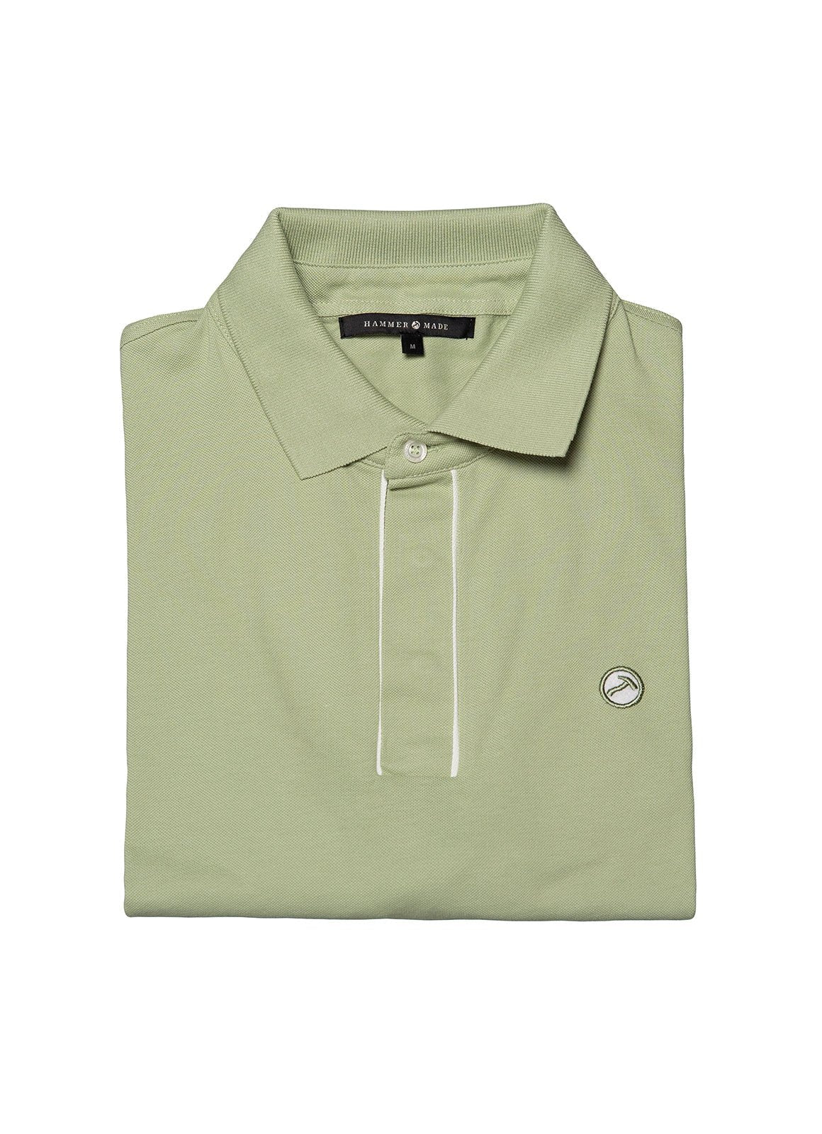 Short Sleeve Pique Knit Cotton Polo — Embroidered Chest Detail, Hidden Button Placket