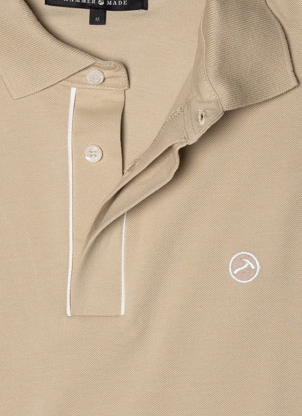 Short Sleeve Pique Knit Cotton Polo — Embroidered Chest Detail, Hidden Button Placket