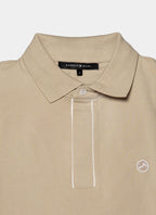 Short Sleeve Pique Knit Cotton Polo — Embroidered Chest Detail, Hidden Button Placket