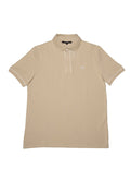 Short Sleeve Pique Knit Cotton Polo — Embroidered Chest Detail, Hidden Button Placket