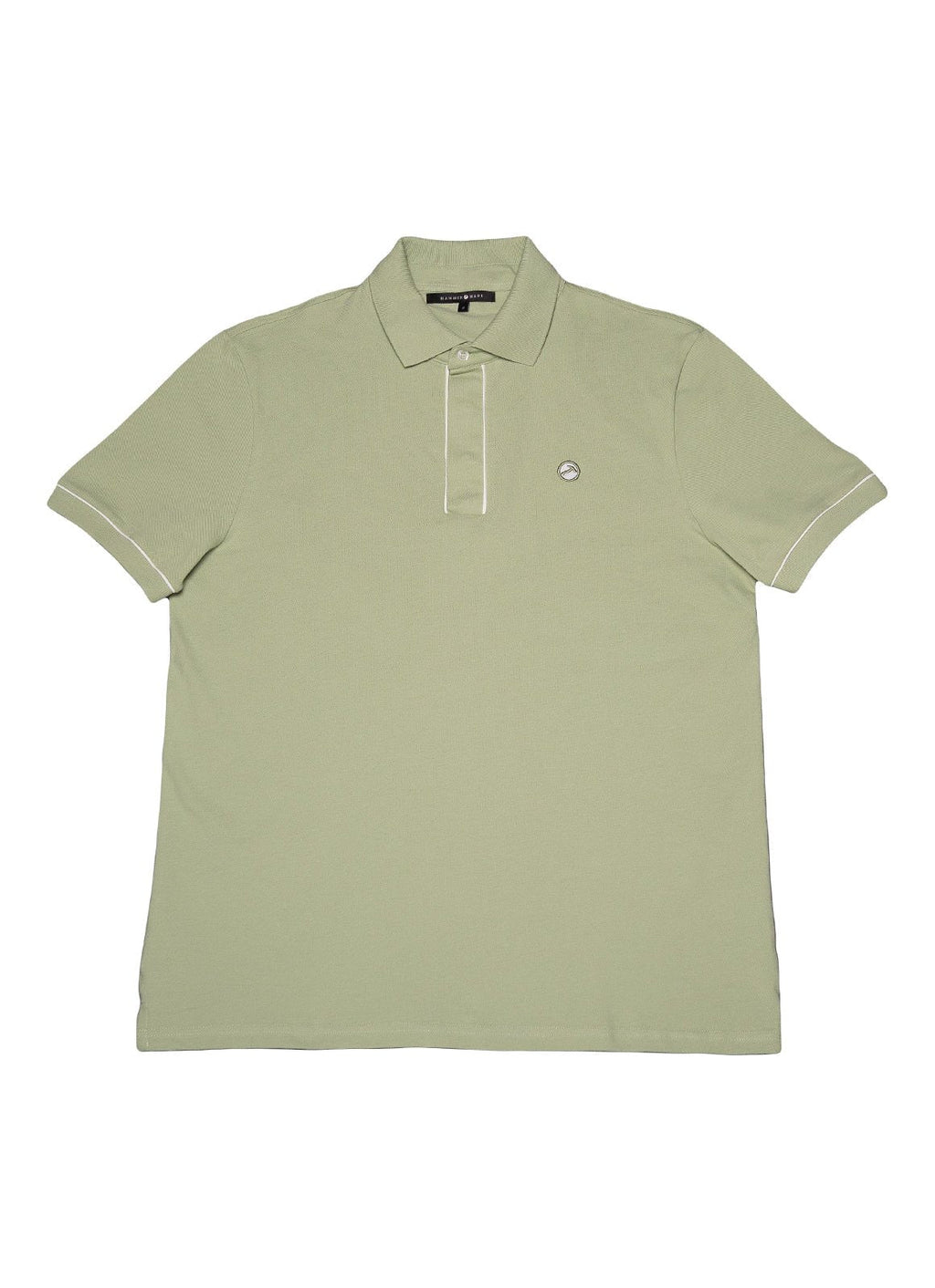 Short Sleeve Pique Knit Cotton Polo — Embroidered Chest Detail, Hidden Button Placket