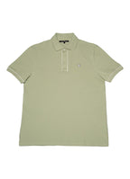 Short Sleeve Pique Knit Cotton Polo — Embroidered Chest Detail, Hidden Button Placket