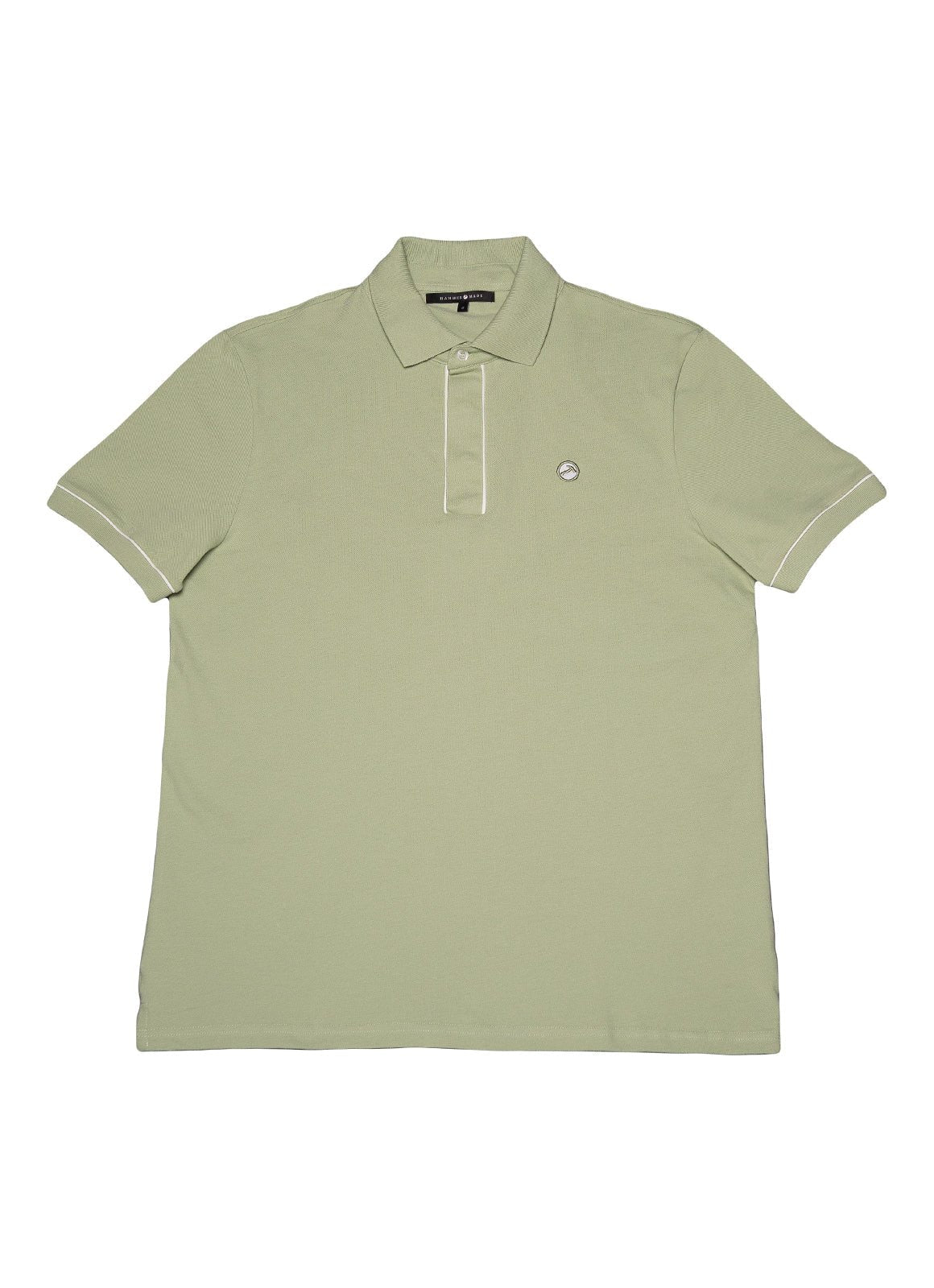 Short Sleeve Pique Knit Cotton Polo — Embroidered Chest Detail, Hidden Button Placket