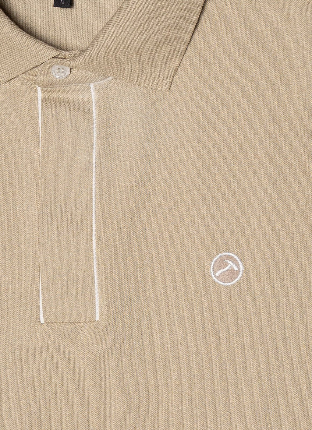 Short Sleeve Pique Knit Cotton Polo — Embroidered Chest Detail, Hidden Button Placket